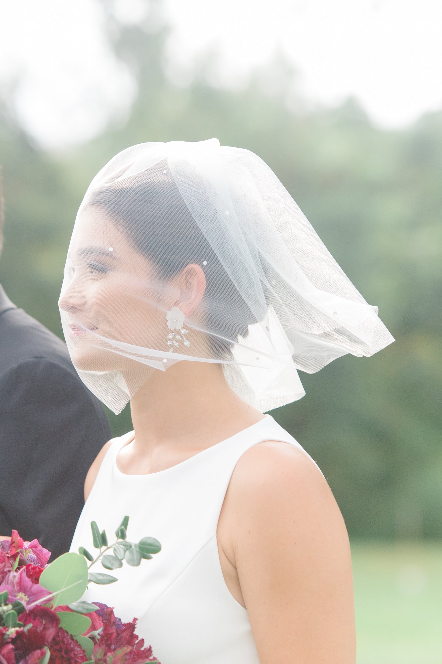 Short Birdcage Wedding Veil with Crystals and Rhinestones – One Blushing  Bride Custom Wedding Veils