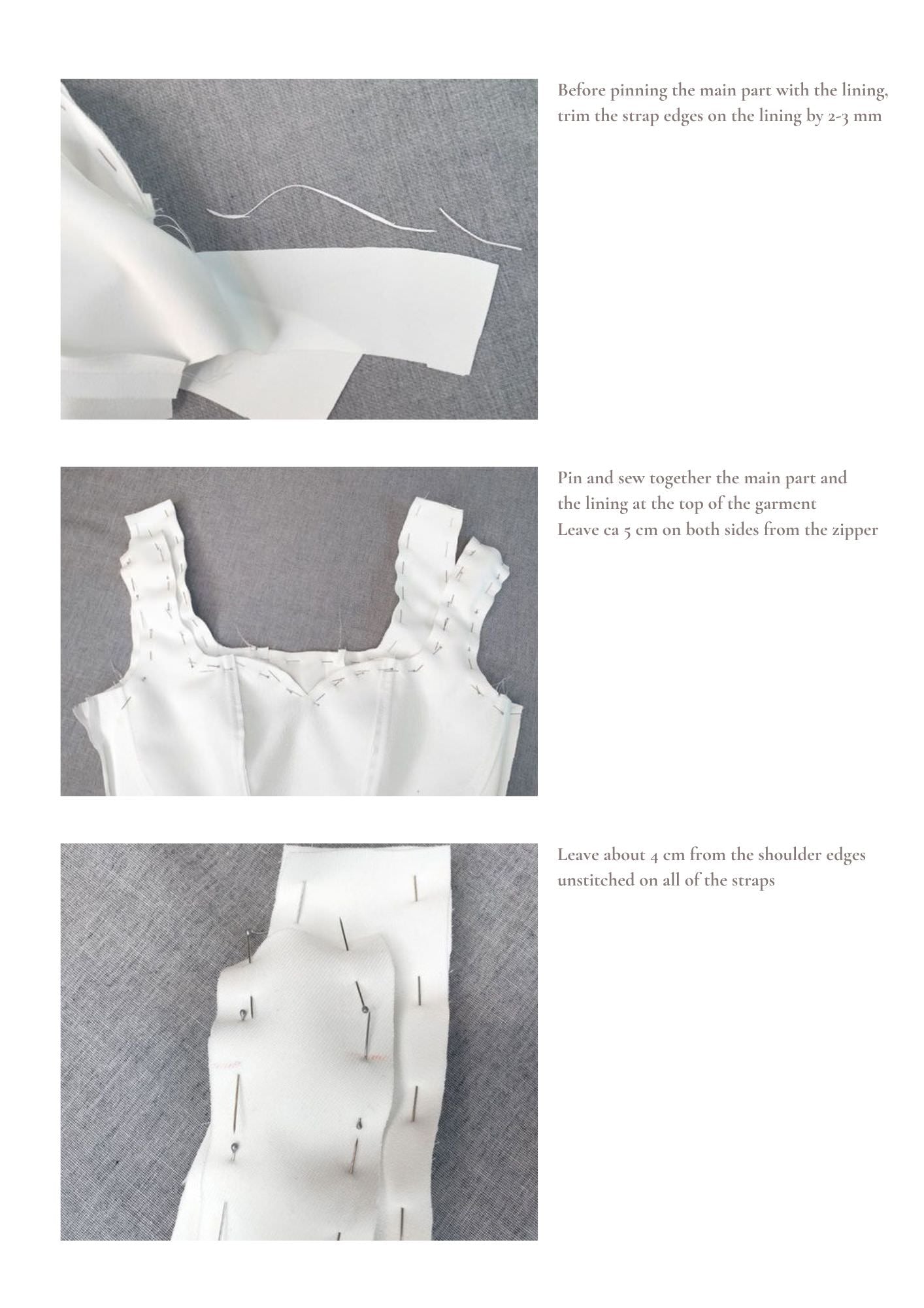 bustier top project sewing instruction for brides with sweetheart neckline