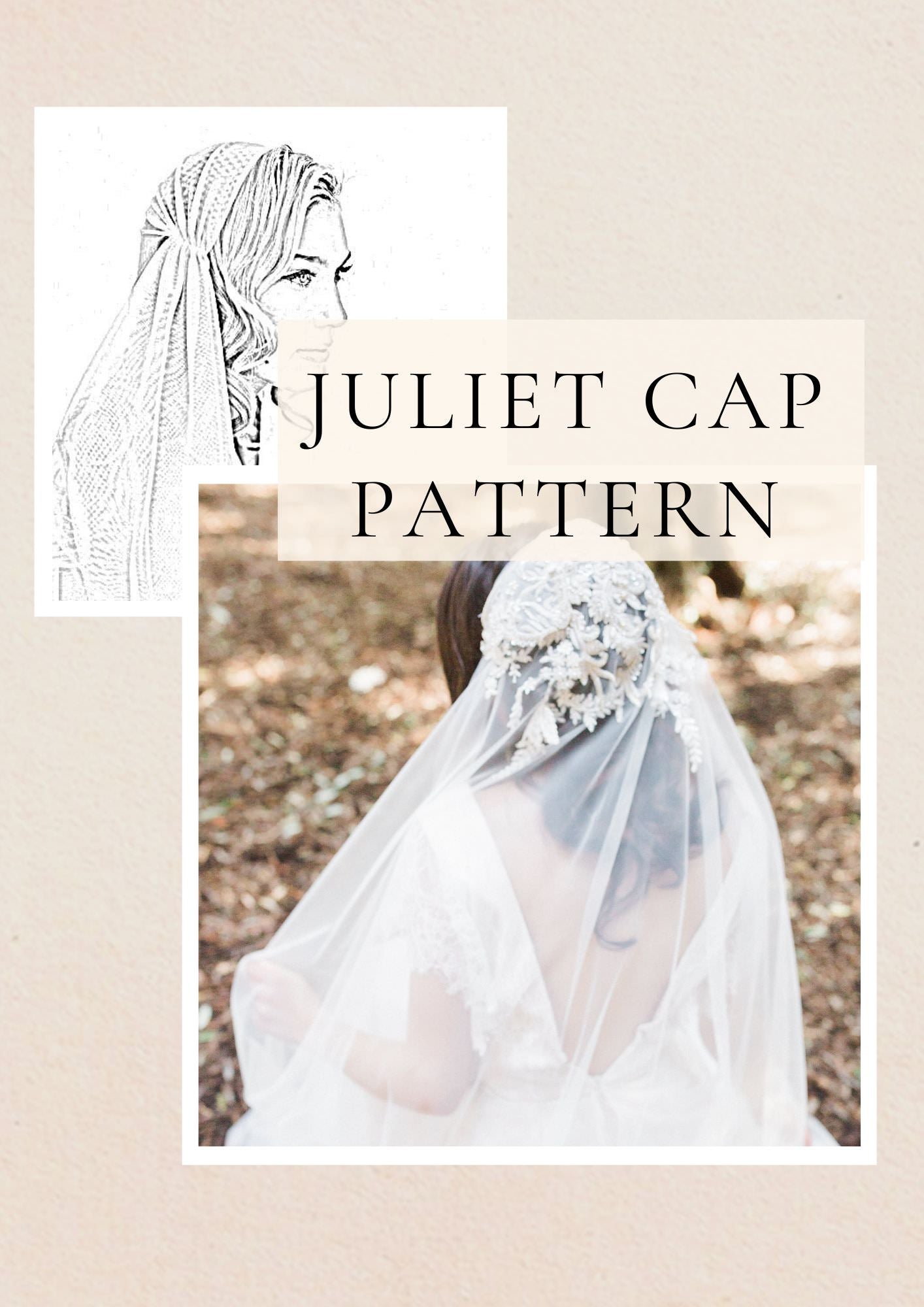 vintage Juliet cap wedding veil sewing pattern cathedral length with blusher