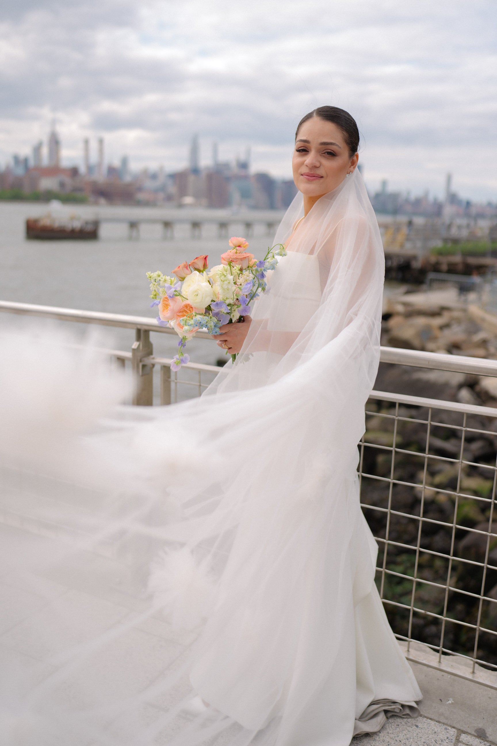 Romantic Bridal Veil with Floral Details