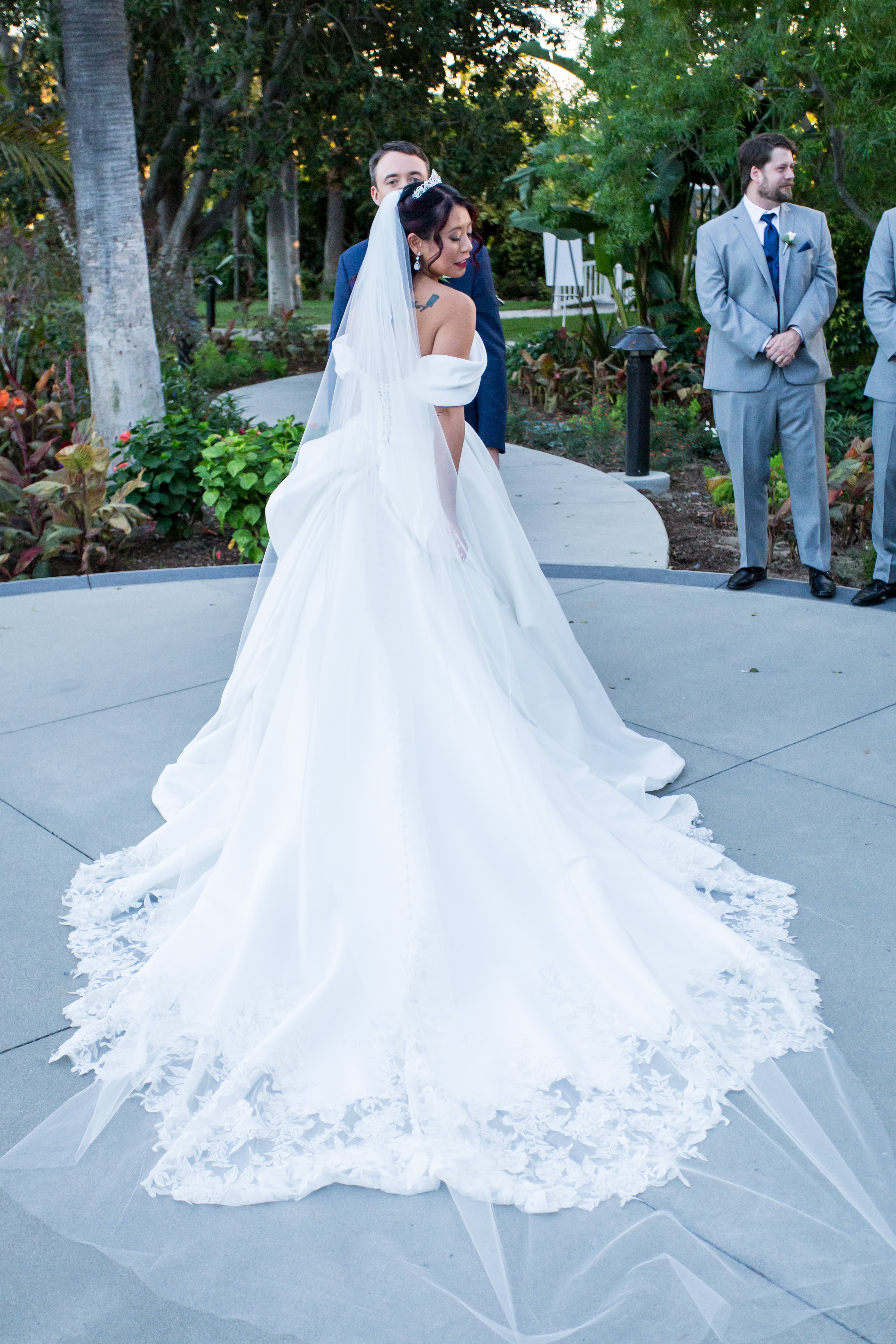 Wedding dress with veil hotsell and tiara