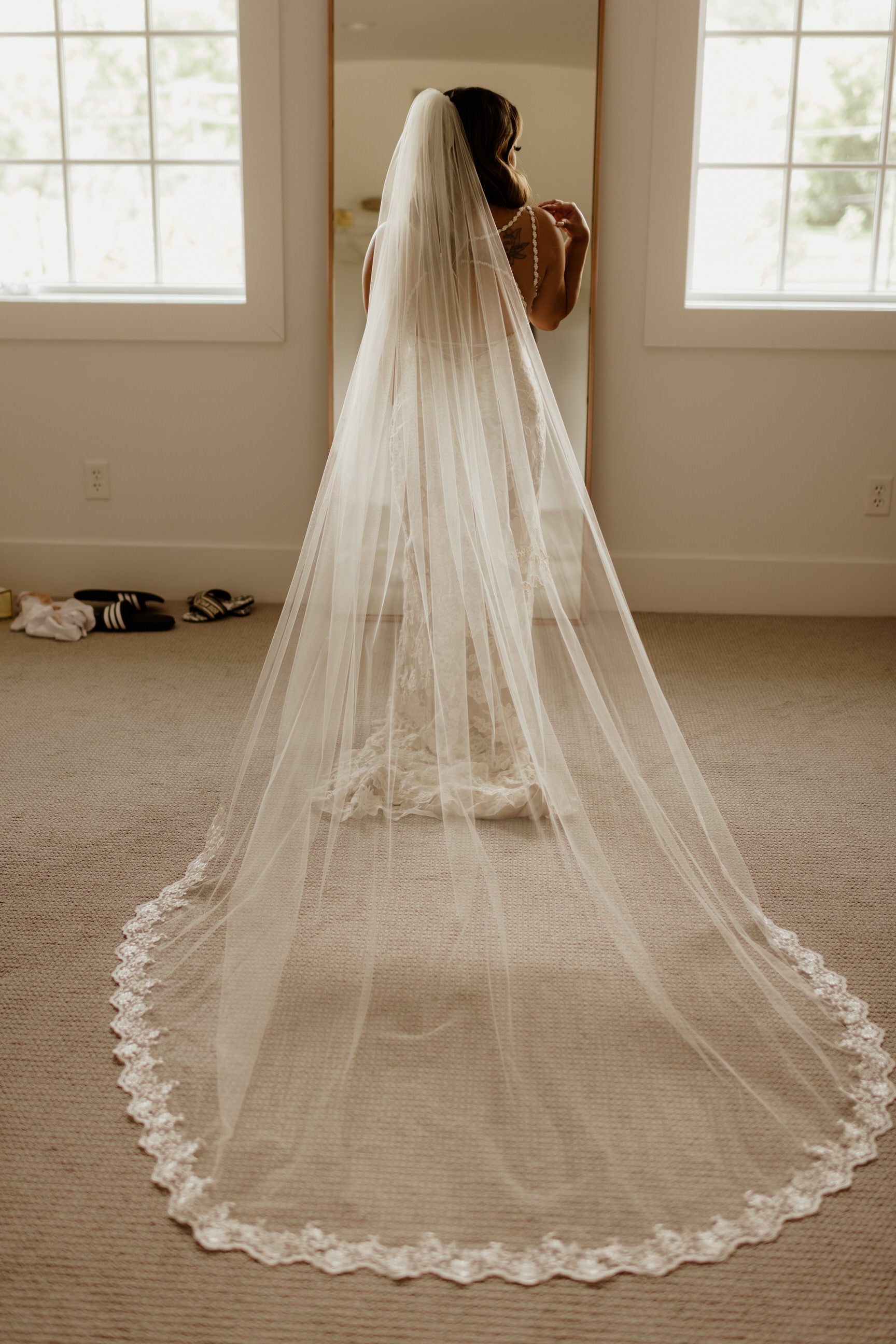 Sheer ILLUSION TULLE Veil, Wide Tulle Veil, Cathedral Wedding Veil