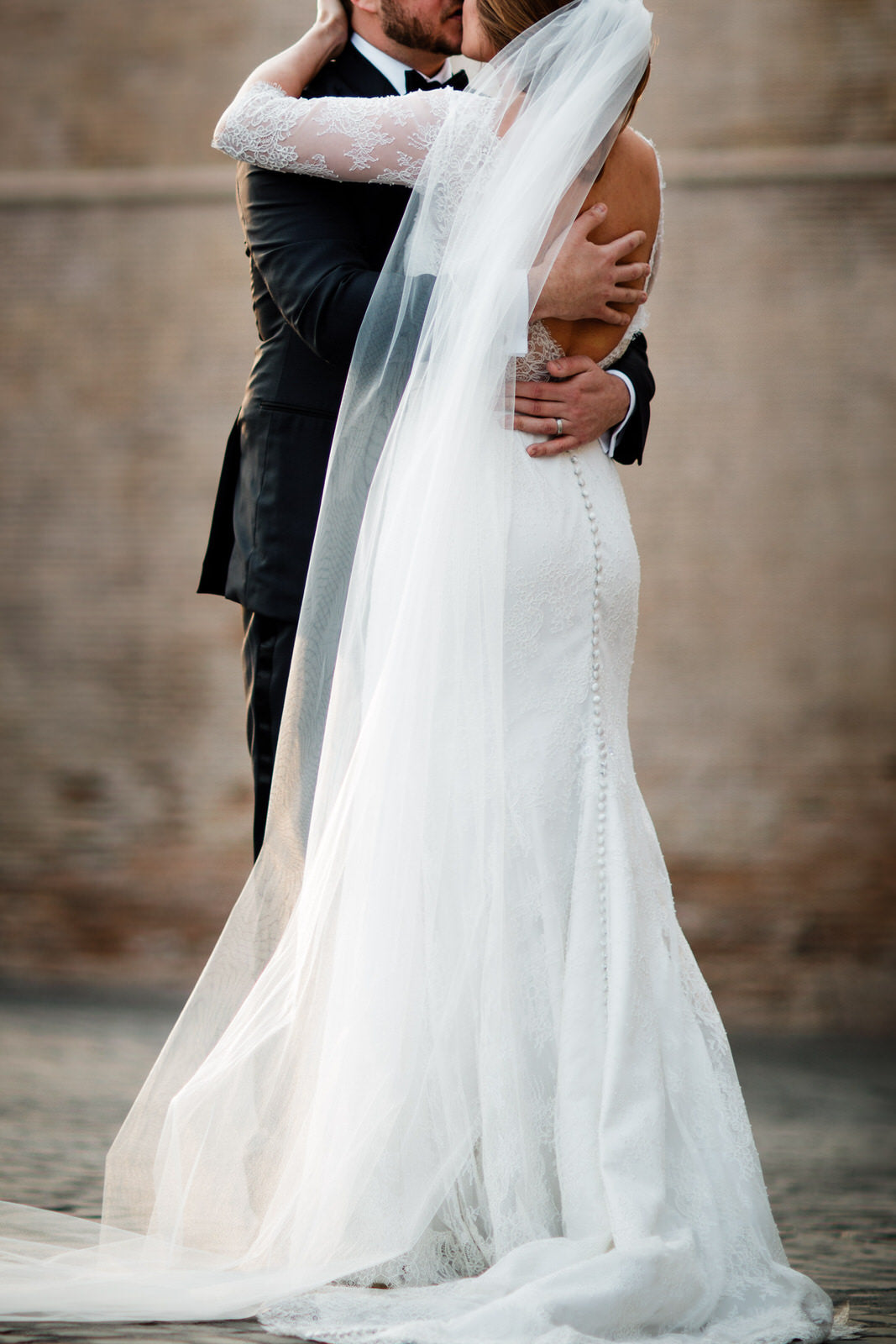 One Blushing Bride Extra Long Royal Wedding Veil, Single Tier Raw Edge Bridal Veil Light Ivory / Cathedral 108