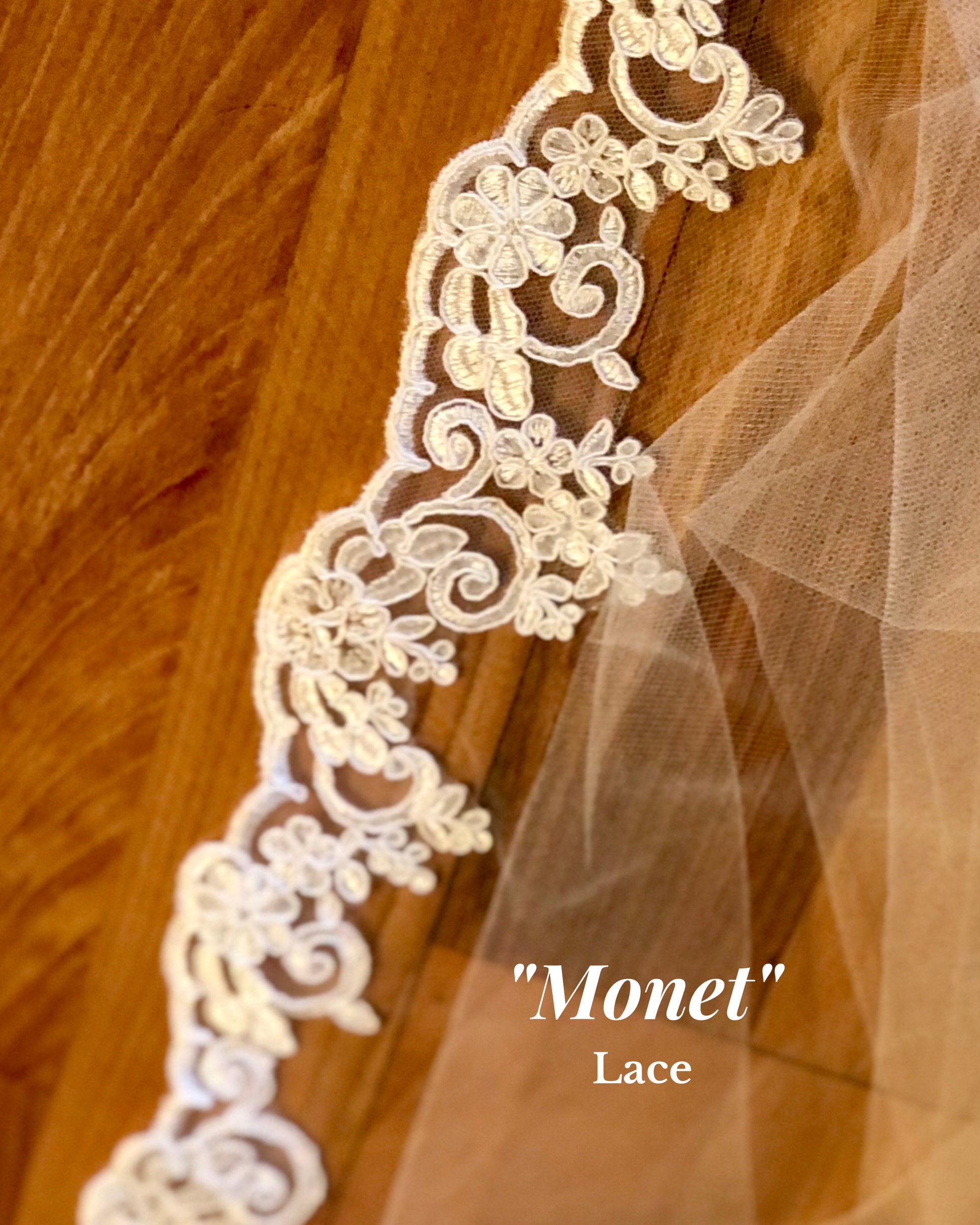 1 Layer Tulle Partial Lace Trim Ivory Bridal Veil Wedding – BestWeddingVeil