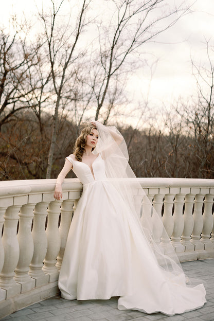 Ruth - Wedding Pearl Cape Veil - Cathedral Length