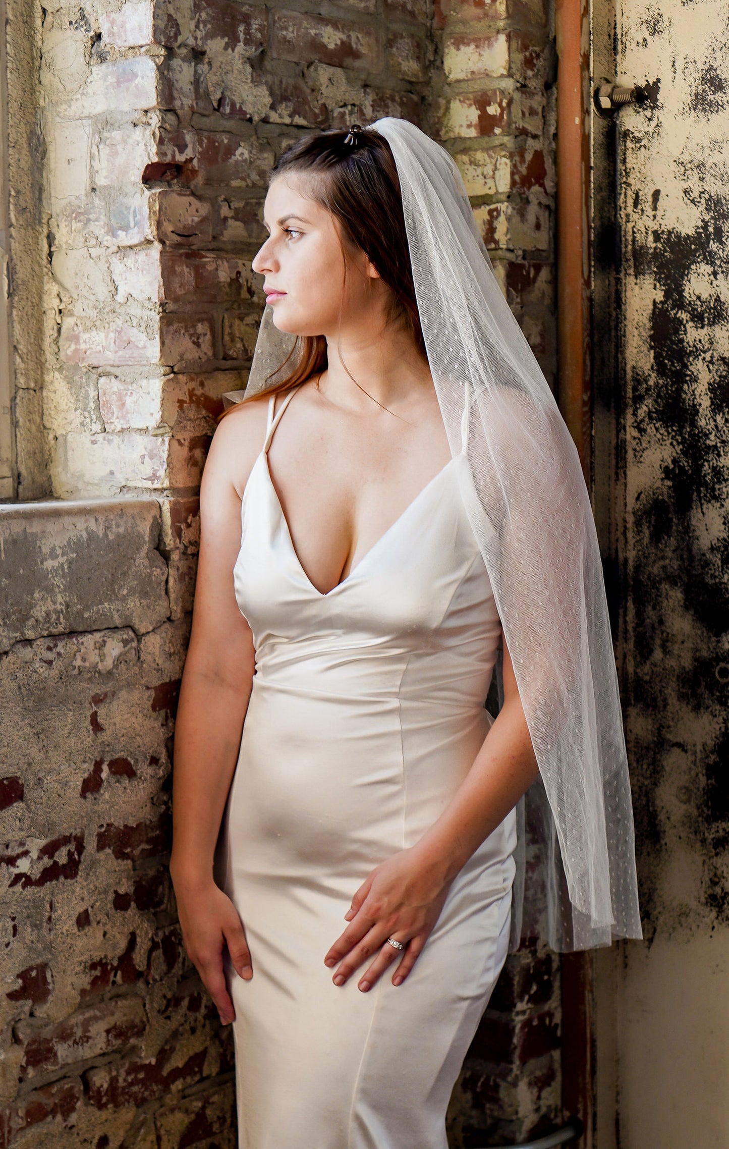 1pc Women Polka Dot Pattern Elegant Bridal Veil For Wedding