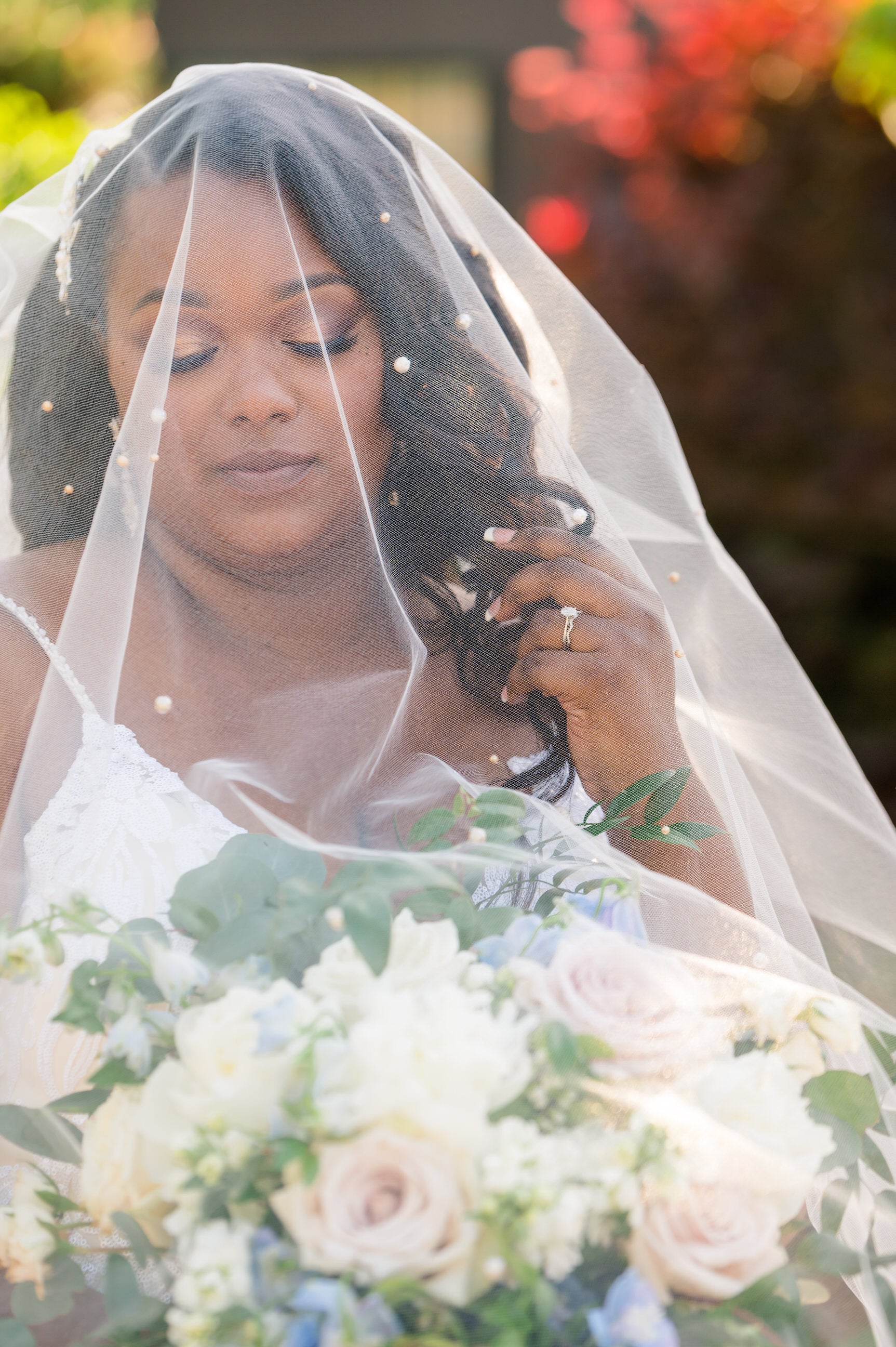Adora by Simona Wedding Veils - Bridal Pearl Cape Veil - Cathedral Length
